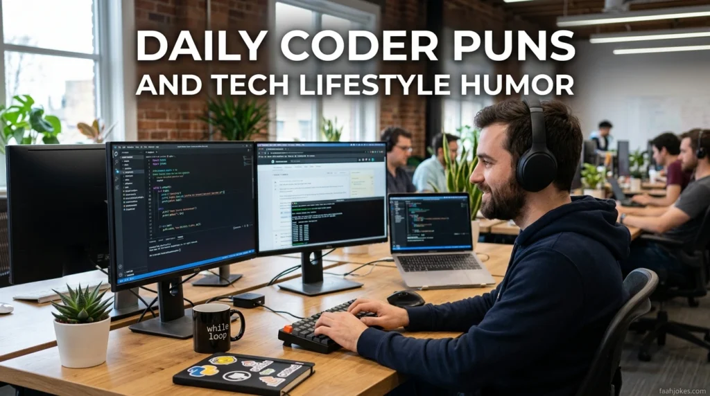 daily coder puns and tech lifestyle humor