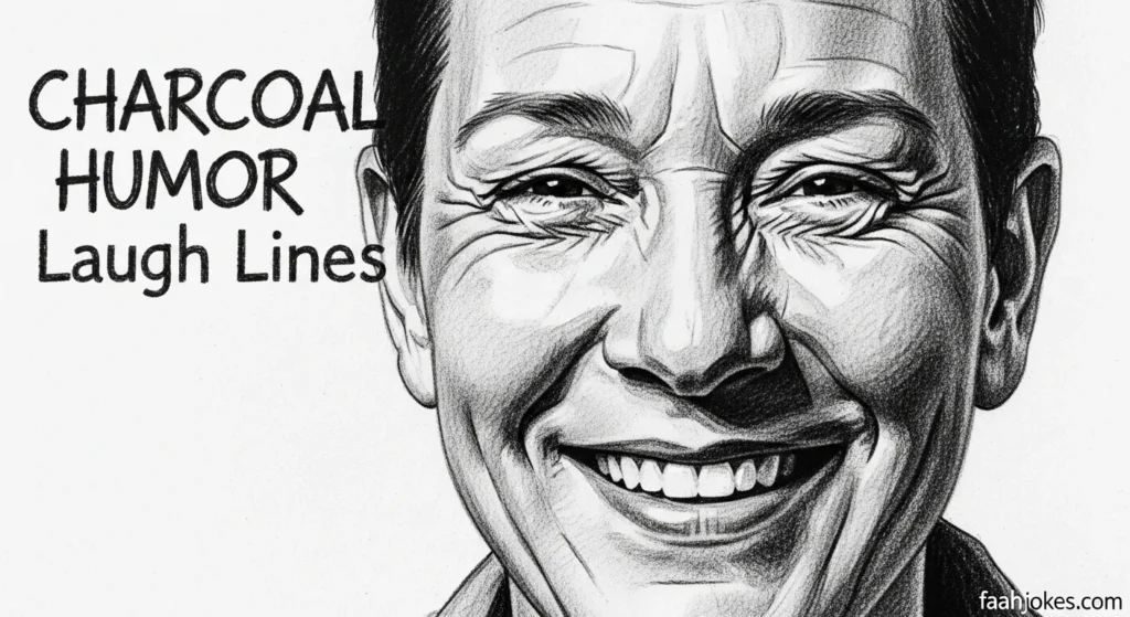 Charcoal humor laugh lines