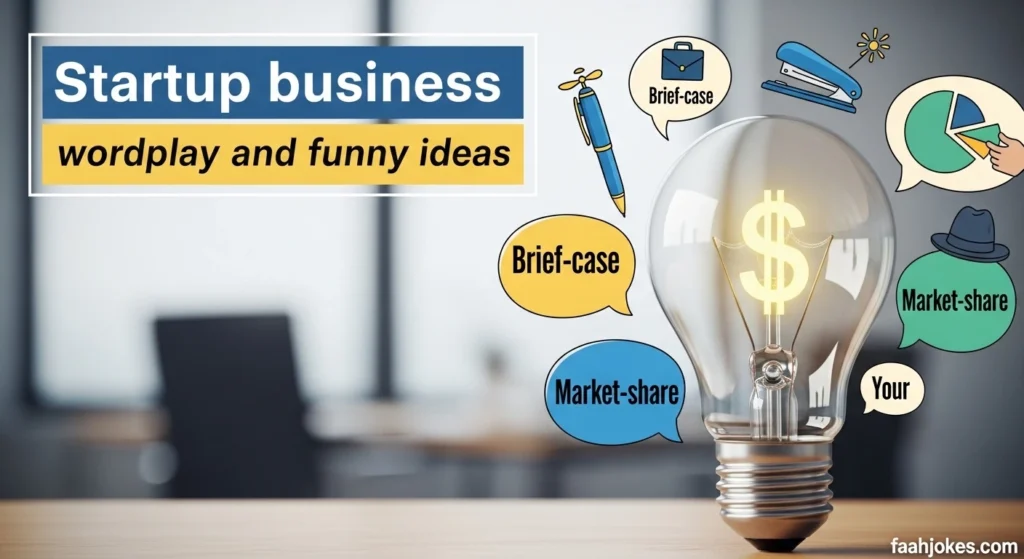 Startup business wordplay and funny ideas