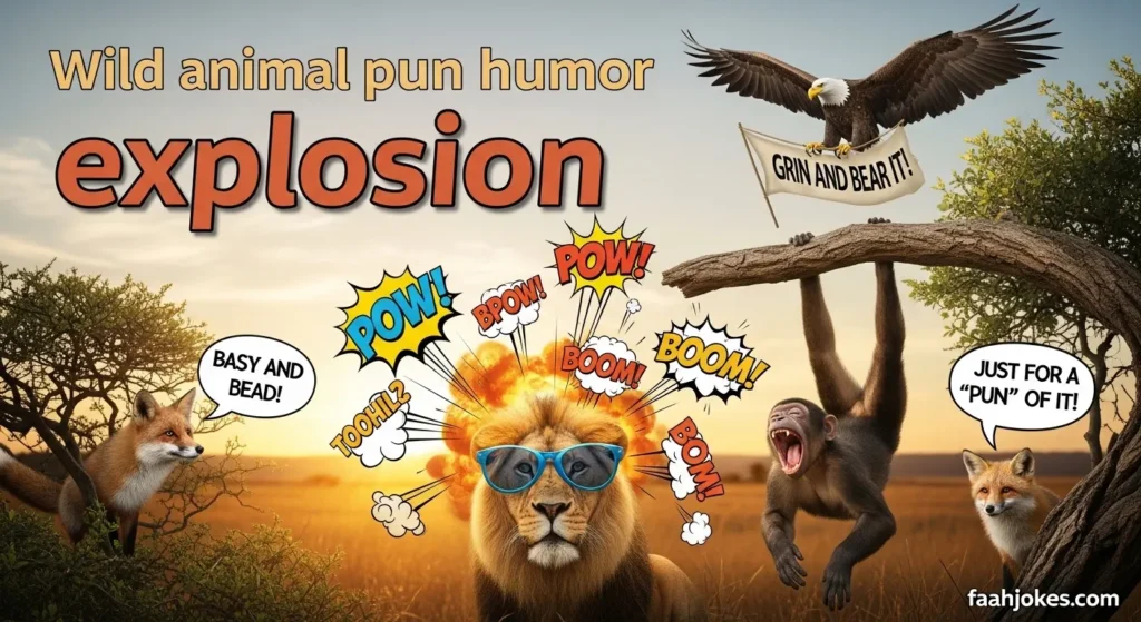 Wild animal pun humor explosion