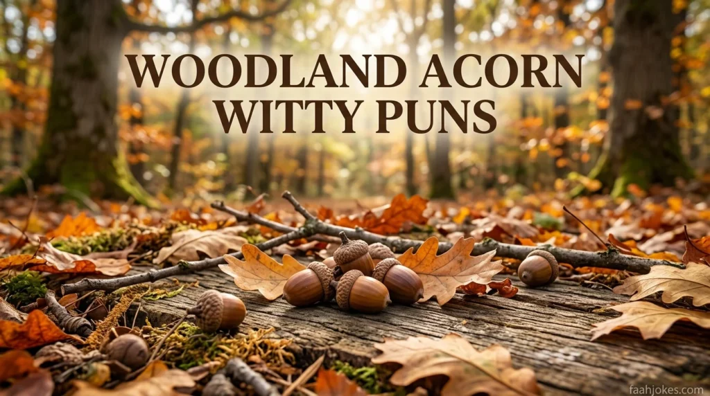 Woodland acorn witty puns